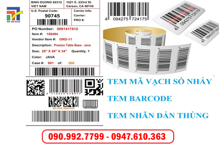 Các mẫu Tem Mã Vạch, QR Code, DataMatrix tại Việt Hàn